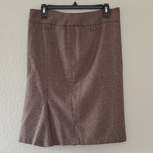 Tweed Stretch Silky-Lined Brown Skirt